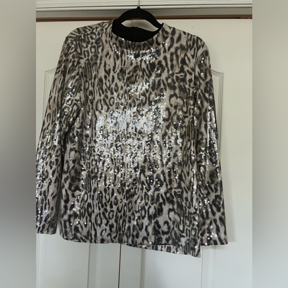 Ladies Sequined Lined Print Top - image 1
